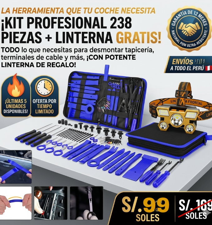 KIT PROFESIONAL PARA DESARMAR AUTOS SIN DAÑAR